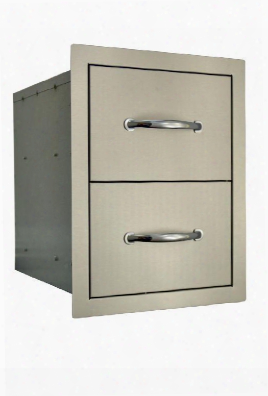 Sodx2d20x15 20" X 15" Built In Deluxe Stainless Steel Double Drawer Lined And Raised Reveal Design With Self Rimming Trim