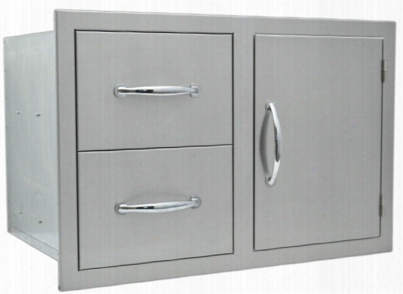 Sodxddc20x30 20" X 30" Built In Deluxe Stainless Steel Double Door/drawer Combo Lined And Raised Reveal/bezel With A Full-extension Drawer Guides With Captive