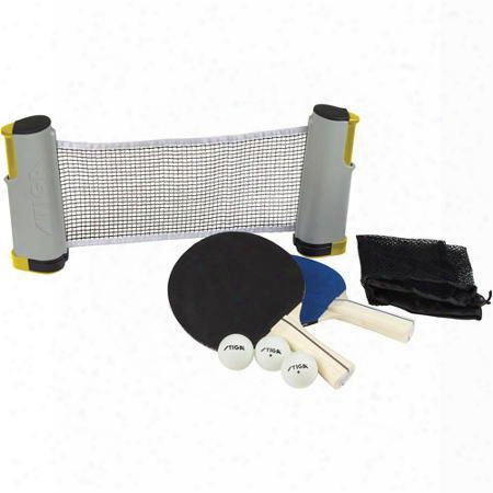 T1372 2 Player Retractable Table Tennis Set With Retractable Net 2 Paddles 3 Balls And A Mesh Storage