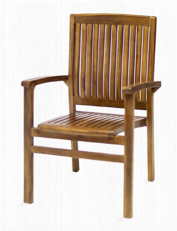 Td24 25" ;stacking Chair With Stretchers Solid Teak Construction And Stackable Design In Light Teak