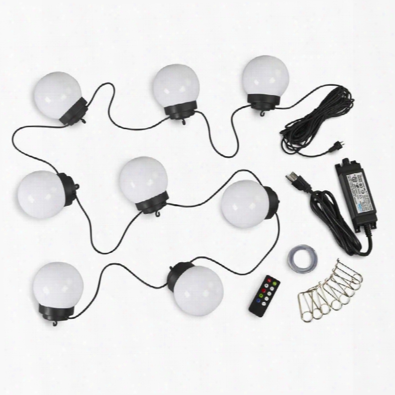 08089 Led 8 Globe Color Changing Umbrella Lights With White A Crylic 100mj Diameter Globes 120 Volts In