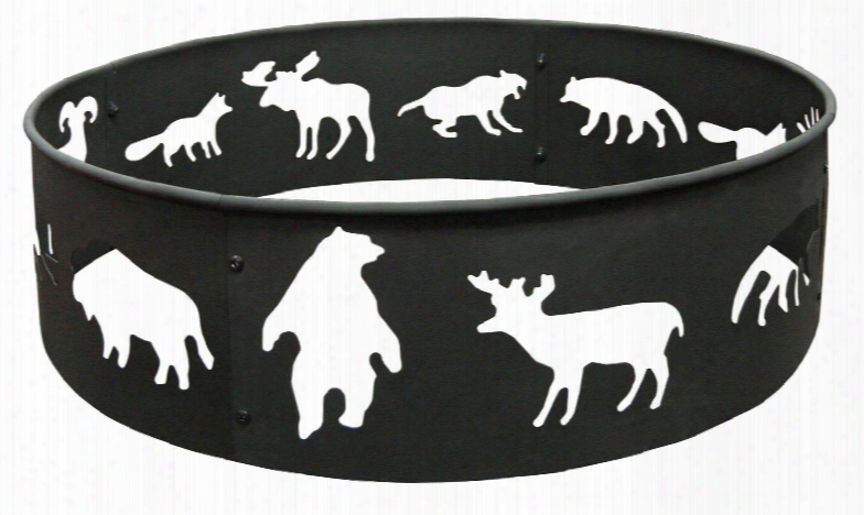 28312 Big Sky 28" Steel Fire Ring With Wildlife Cutout Pattern And Steel