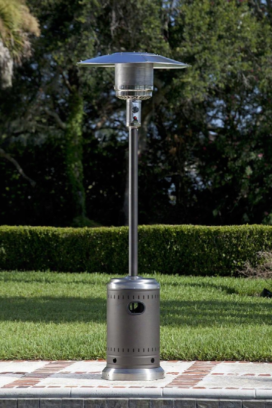 61185 Commercial Patio Heater With 46 000 Btu Reliable Piezo Igniter And Casters In Mocha And Stainless