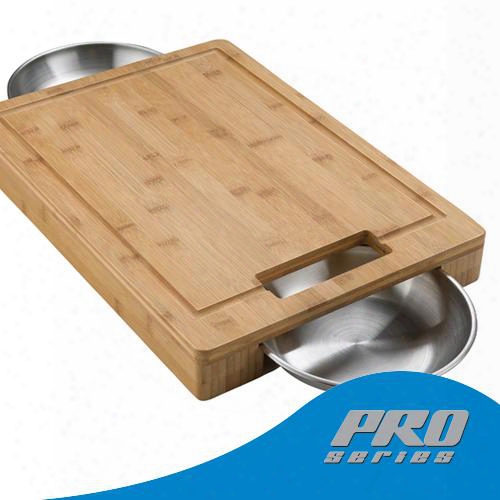 70012 Professional Cutting Board Set With Bamboo Surface And Stainless Steel