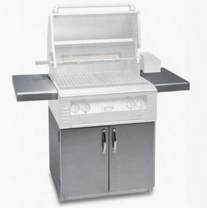 Al-30c 30" Freestanding Grill Cart With 2 Access Doors 2 Side Shelves And Caster Wheels In Stainless