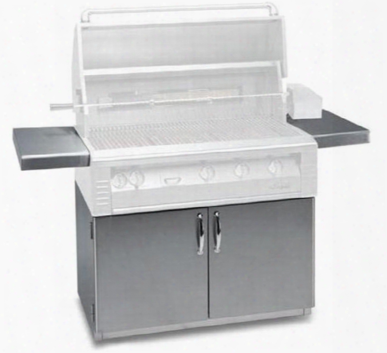 Al-42c 42" Freestanding Grill Cart With 2 Access Doors 2 Side Shelves And Caster Wheels In Stainless