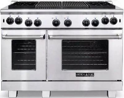 Arr-484x2gr-l 48" Heritage Series Liquid Propane Range With 4.4 Cu. Ft. 30" Oven Capacity 2.4 Cu. Ft. 18" Oven Capacity 22" Grill 4 Sealed Burners And