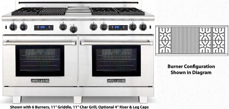 Arr-606x2grdfl 60" Medallion Dual Fuel Range With Two 4.4 Cu. Ft. Capacity Ovens 6 Sealed Burners 22" Grill Self-cleaning And Progrsmmwble Digital Control