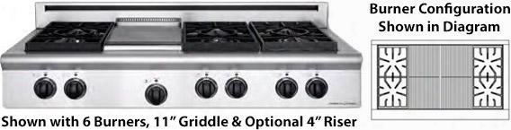 Arsct-484x2grl 48" Legend Series Slide In Gas Rangetop W1th 6 Sealed Burners 22" Char-grill Automatic Electronic Ignition And Commercial Grade Cast Iron