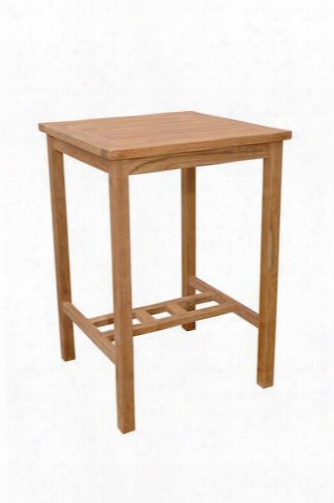 Avalon Collection Tb-s-027bt 27" Square Bar Table With Umbrella Hole Apron And Stretchers In Natural