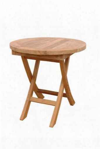 Bahama Collection Tbf-020r 20" Mini Side Circle Folding Table With Stretchers And Solid Teak Construction In Natural