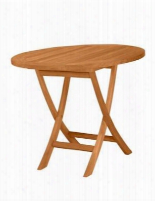 Bahama Collection Tbf-035r 35" Round Bistro Folding Table With Teak Wood Construction And Stretchers In Natural