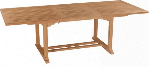 Bahama Collection Tbx-008r 71" - 94" Rectangular Extension Table With Unique Built-in Butterfly Pop-up Leaf Stretchers And Umbrella Hole In Natural