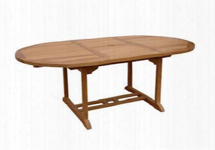 Bahama Collection Tbx-071vt 47" - 71" Oval Extension Table With Extra Thick Wood Unique Built-in Butterfly Pop-up Leaf And Umbrella Hole In Natural