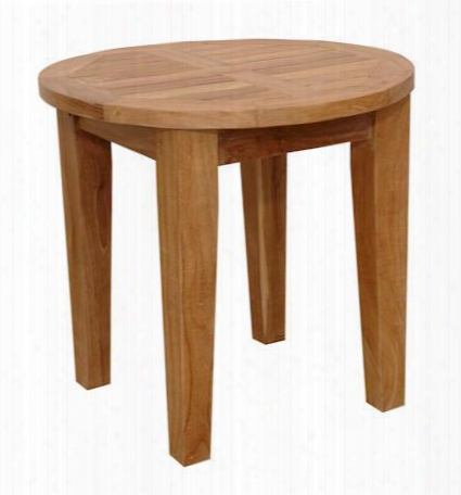 Brianna Collection Tb-106 20" Mini Round Side Table With Teak Wood Construction Apron And Tapered Legs In Natural