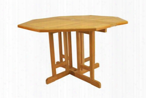 Butterfly Collection Tbf-120bo 47" Octagonal Folding Table With Teak Wood Construction And Stretchers In Natural