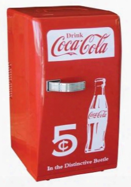 Ccr-12 Coca-cola 11" Retro Refrigerator With 18 Can Capacity (12 Oz.) Thermoelectric Cooling Portable Handle Top And Removable Sliding Shelves In