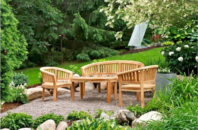 Curve Collcetion Set-05 4-piece Patio Set With Bench 2 Armchairs And Coffee