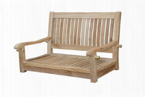 Del-amo Collection Sw-003s 36" Straight Swing Bench With Premium Grade Teakwood Construction Mortise Tenon And Wooden Dowel In Natural