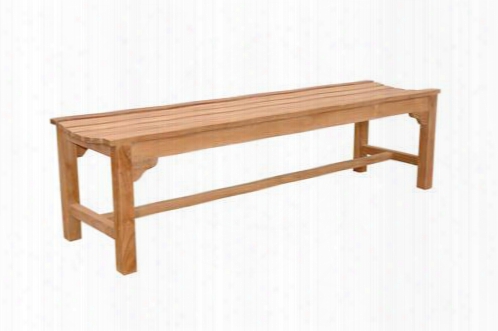 Hampton Collection Bh-067b 63" 3-seater Backless Bench With Stretchers Slid Teak Construction And Wooden Dowel In Natural