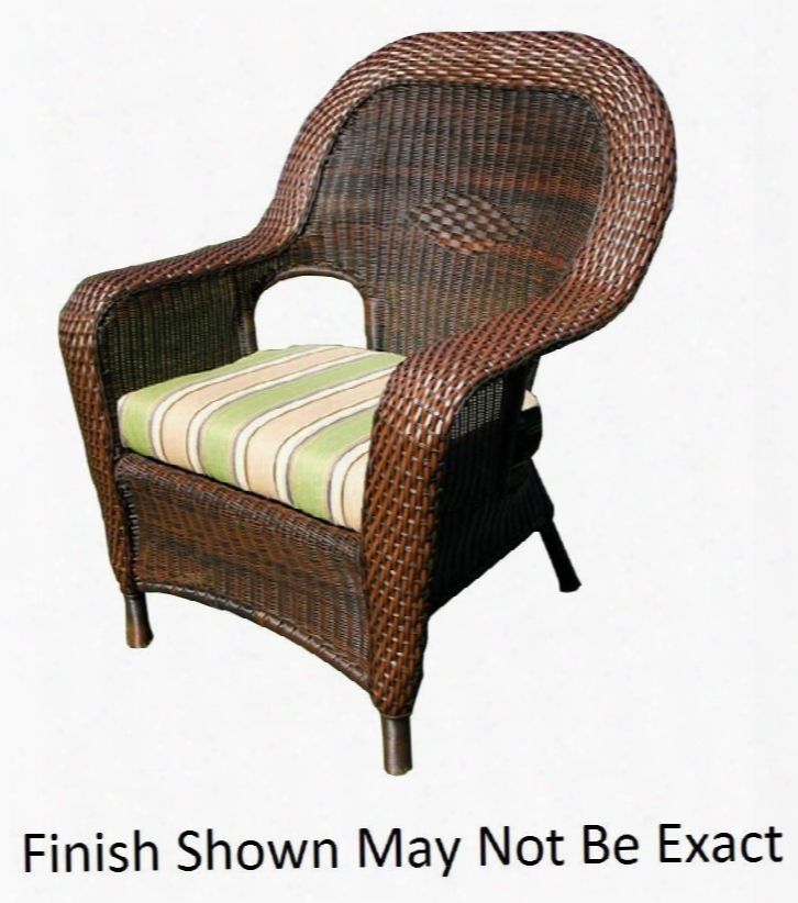 Lex-13t Sea Pines Dining Chair With All Weather Wicker 100% Spun Polyester Cushion Mildew And Fade Resistant Fabric & In