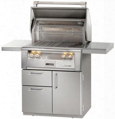 Lx2 Alx2-30cd-n 30" Natural Gas Grill On Deluxe Cart With 542 Sq. In. Cooking Surface 2 Stainless Steel Main Burners Integrated R Otisserie Motor High