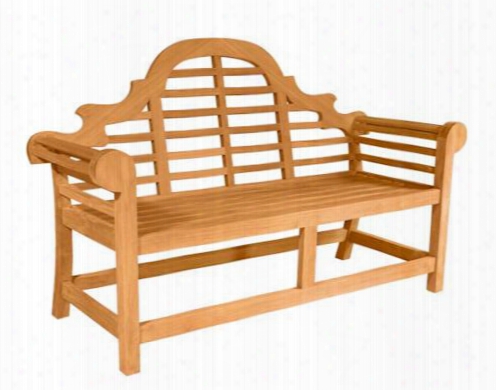 Marlborough Collection Bh-195 66" 2-seater Bench With Stretchers Sloping Arches And Fully Scrolled Arms In Natural