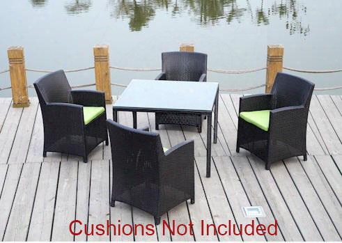 Palm Beach Collection Sr-5078 5-piece Patio Dining Table Set With Square Dining Table And 4 Dining