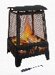 25319 Haywood Fire Pit with Decorative Wildlife Cutouts Large Hinged Front Door Built-In Wood Grate Poker and Steel Construction in Black