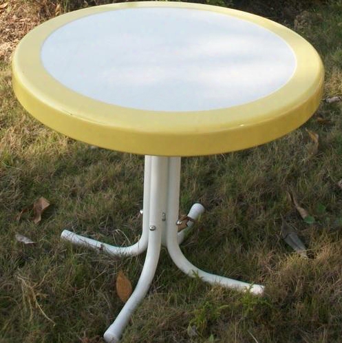 Retro Collection 71120 22" Round Table With Circular Metal 2-tone Top And Shaped Legs In