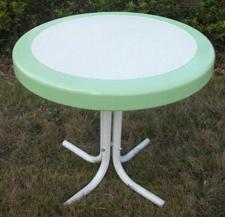 Retro Collection 71320 22" Round Table With Circular Metal 2-tone Top And Shaped Legs In