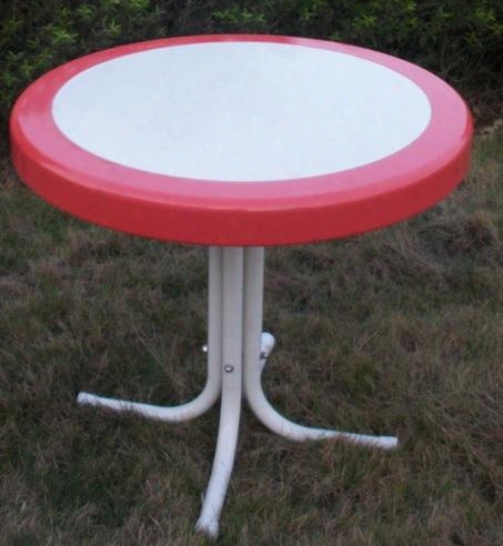 Retro Collecttion 71520 22" Round Table With Circular Metal 2-tone Top And Shaped Legs In