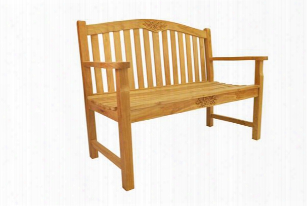 Rose Collection Bh-050rs 50" Bench With Round Back Rose Carving And Contoured Seat In Natural