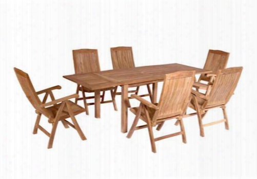 Set-01 7-piece Dining Set With 95" Bahama Rectangular Extension Table And 6 Katana Reclining Folding