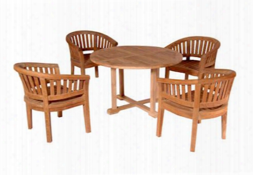 Set-03 5-piece Dining Set With Tosca 47" Round Table And 4 Curve Extra Thick Dining