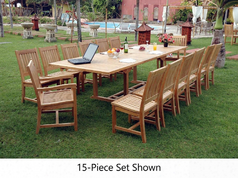 Set-33a 13-piece Dining Set With 117" Valencia Rectangular Double Extension Table 2 Dining Armchairs And 10 Dining
