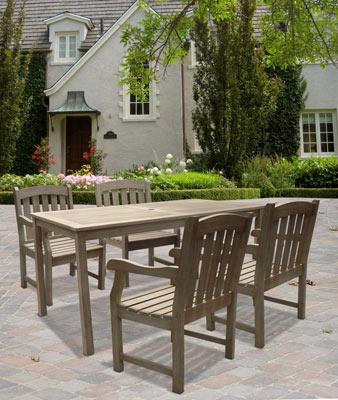 V1297set4 Renaissance Outdoor Hand-scraped Hardwood Rectangular Table And V1295 Renaissance Series Outdoor Hand-scraped Hardwood