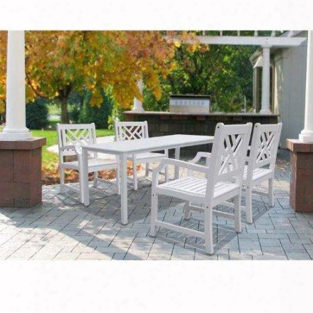 V1336set8 Bradley Rectangular Table & Armchair Outdoor Wood Dining Set