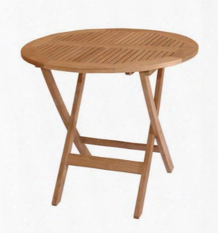 Windsor Collection Tbf-031r 31" Round Picnic Folding Table With Teak Wood Construction And Stretchers In Natural