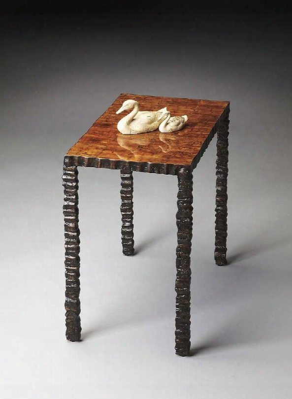 1271120 Side Table With Corrugated Legs And Mountan Lodge