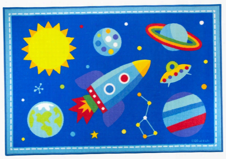 615411 Olive Kids Out Of This World 5x7 Rug Blue
