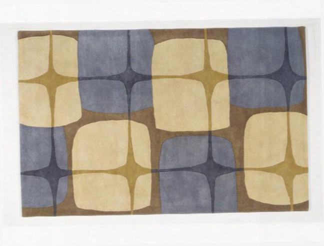 91491 Hand Tufted 100% Wool Area Rug In Blue/yellow/brown Color