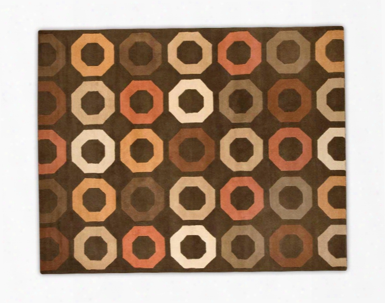 941092 Axis Collection 100% Wool Hand Tufted Large Area Rug With Brown Background With Colorful Geometrical