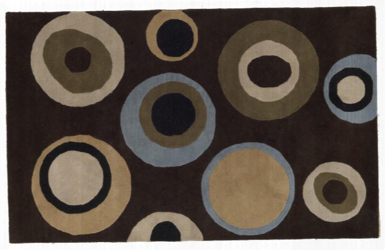 95691 Barkley Collection 100% Hand Tufted Rug In A Pattern Of Spheres Float Over A Warm Chocolate