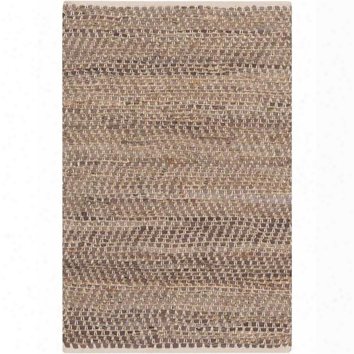 Adobe Adb1001-23 2' X 3' Rectangular Hand Loomed Reversible Rug Made With 50% Leather And 50% Jute No Shedding Fringe/tassel Detail No Pile And Made In