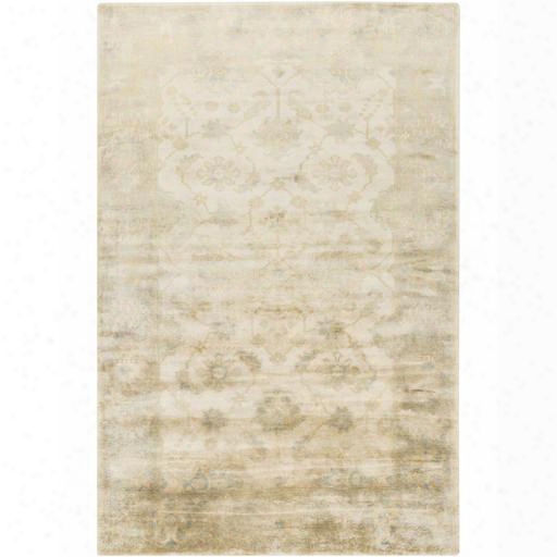 Ainsley Ain1017-913 9' X 13' Rectangular 100% Wool Hand Knotted Rug With Antique Wash Minimal Shedding Lustrous Sheen And Made In India In Beige Gold And