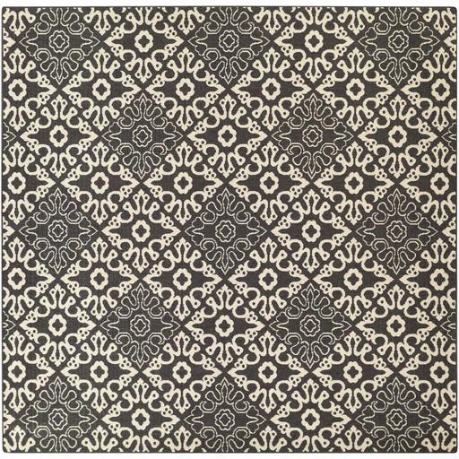 Alfresco Alf9637-89sq 8'9" Square 100% Polypropylene Rug With No Shedding Easy Care Low Pile Loop Texture And Machine Made In Egytp In Black And