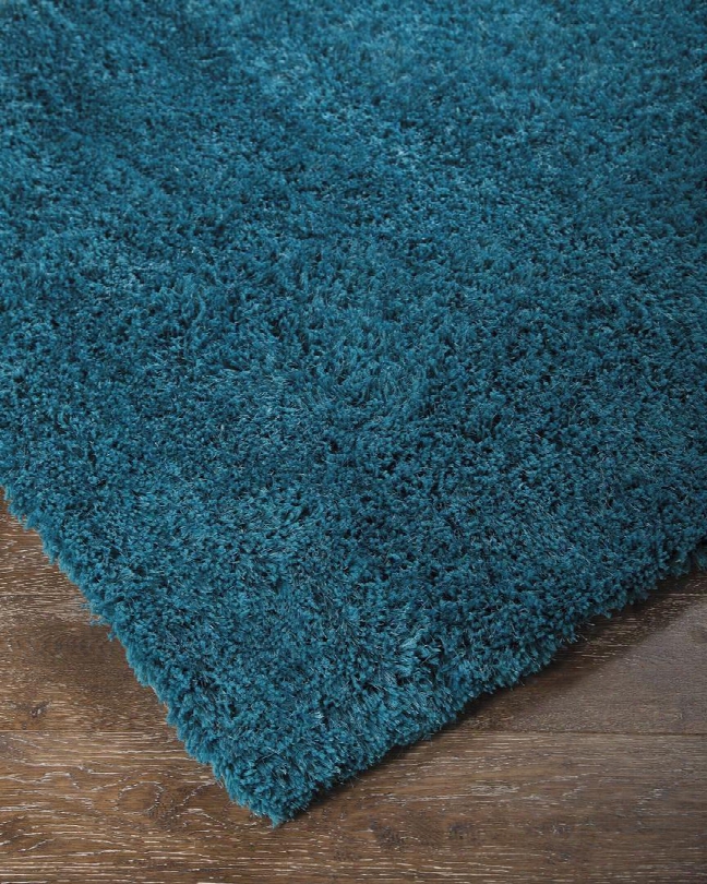 Alonso R400492 84" X 60" Medium Size Rug With Solid Shag Design Machine Made Tufted Micro-polyester Material 30mm Pile And Dry Clean Only In Teal