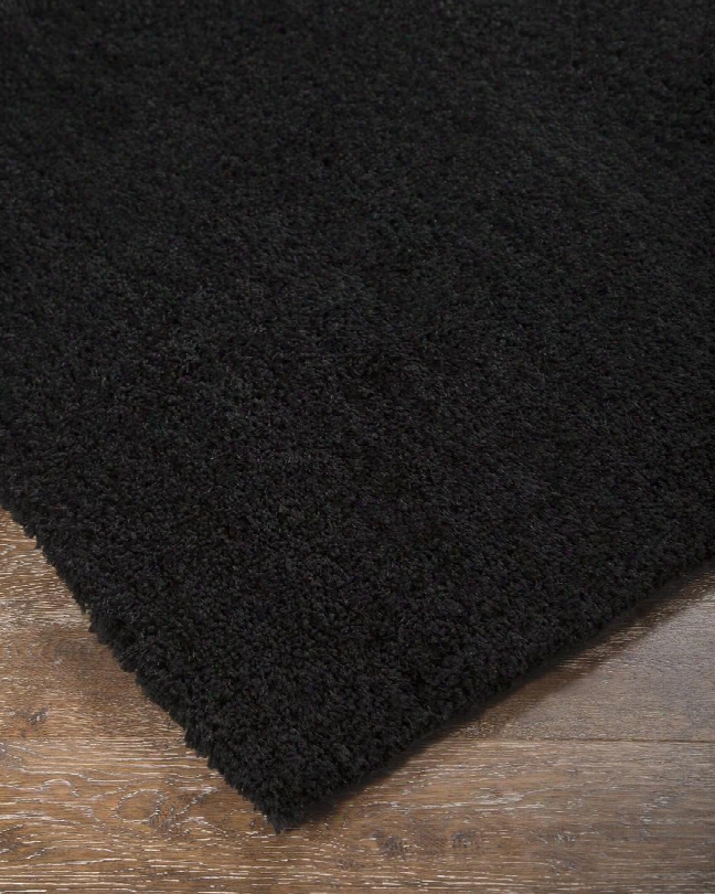 Alonso R400532 84" X 60" Medium Size Rug With Solid Shag Design Machine Made Tufted Micrro-polyester Material 30mm Pile And Dry Clean Only In Midnight