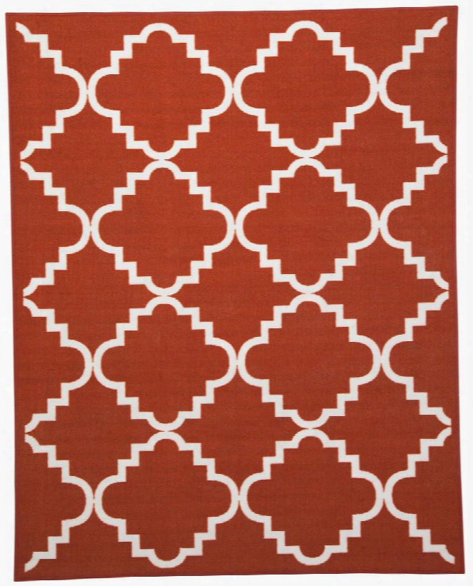Bandele R307002 79" X 60" Medium Size Rug With Loop Design Machine-tuted Made In Egypt Spot Clean Only 100% Nylon And Backed With Canvas In Orange And